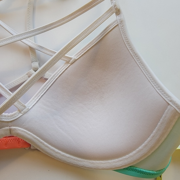 Victoria's Secret PINK Citrus Splash Strappy Front T Back Padded Bikini Top - Picture 6 of 6